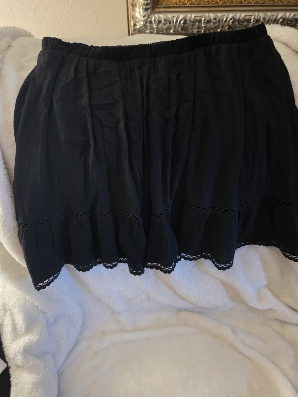 torrid Deep Black Tiered Mini Skirt with Crochet Hem